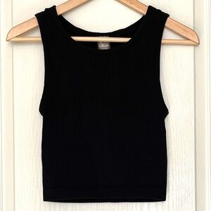 Aritzia Sunday Best Black Ribbed Crop Tank Top Minimalist Basic Blogger Size M
